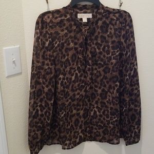 Michael Kors tie neck animal print blouse